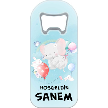 Balonla Uçan Fil ile Arkadaşı Tavşan Temalı Uzun Magnet Açacak
