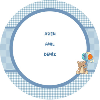 Balonlu Ayıcık Temalı Daire Plastik Anahtarlık