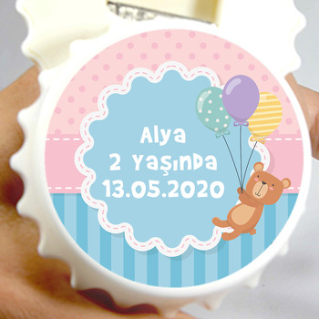 Balonlu Ayıcık Temalı Kapak Şekilli Magnet Açacak