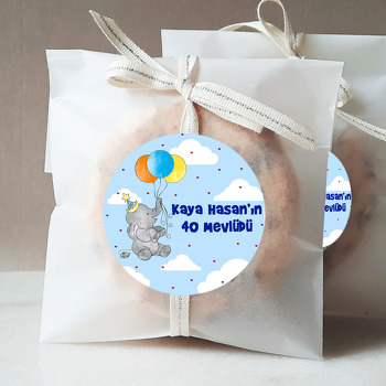 Balonlu Fil ile Kalpli Balonlar Temalı Sticker