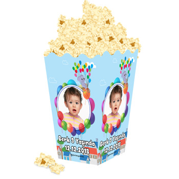 Balonlu Fil Temalı Temalı Popcorn Kutusu