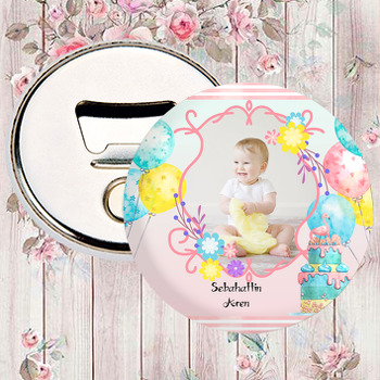 Balonlu Flamingo Temalı Fotoğraflı Magnet Açacak