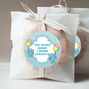 Balonlu Mavi Fil Temalı Sticker