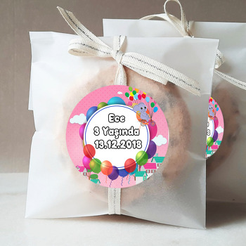 Balonlu Pembe Fil  Temalı Sticker