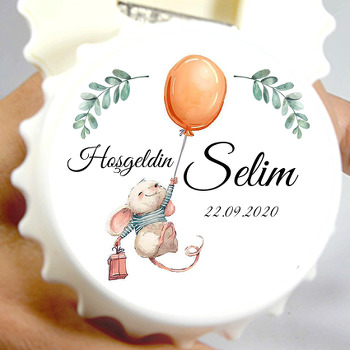 Balonlu Sevimli Fare Temalı Kapak Şekilli Magnet Açacak