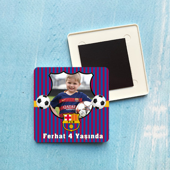 Barcelona Temalı Kare Plastik Kare Magnet