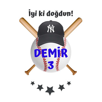 Baseball Topu ile Şapkası Temalı Doğum Günü Magnet