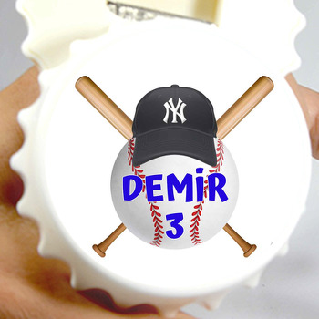Baseball Topu ile Şapkası Temalı Kapak Şekilli Magnet Açacak