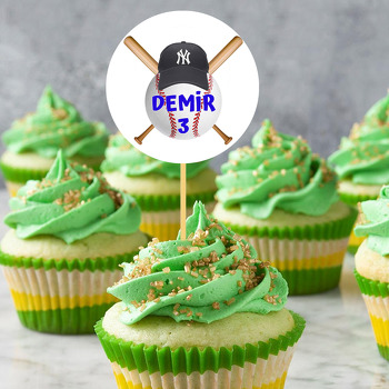 Baseball Topu ile Şapkası Temalı Parti Kürdan Süs