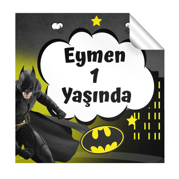 Batman ile Gotham Şehri Temalı Kare Etiket