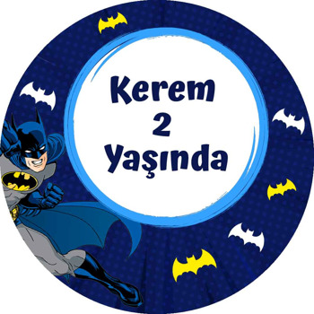 Batman Lacivert Fon Temalı Akrilik Daire Magnet