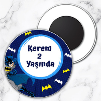Batman Lacivert Fon Temalı Daire Plastik Magnet