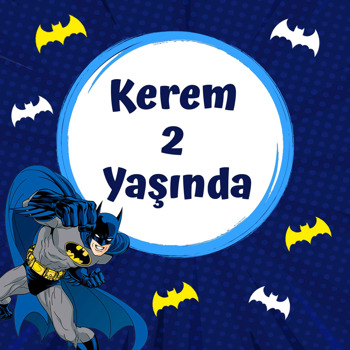 Batman Lacivert Fon Temalı Kare Doğum Günü Afiş