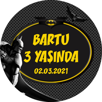 Batman Siyah Fon Temalı Akrilik Daire Magnet