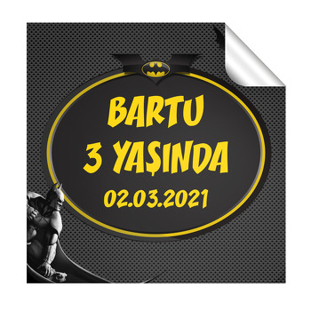 Batman Siyah Fon Temalı Kare Parti Etiket