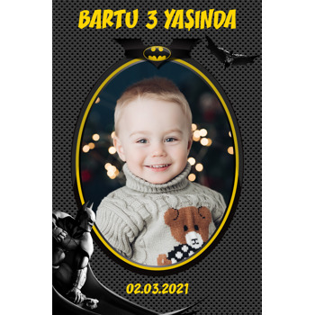 Batman Siyah Fon Temalı Resimli Doğum Günü Afiş