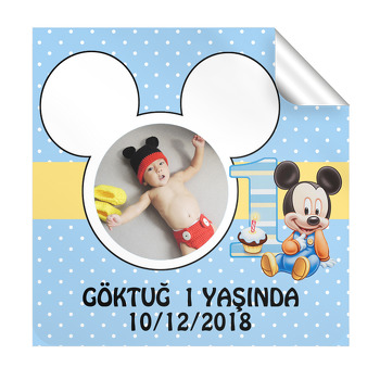 Bayby Mickey Temalı Kare Etiket