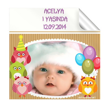 Baykuş Çerçeveli  Kare Etiket