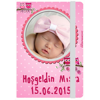 Baykuşlu Hoşgeldin Bebek Kişiye Anı Özel Defter