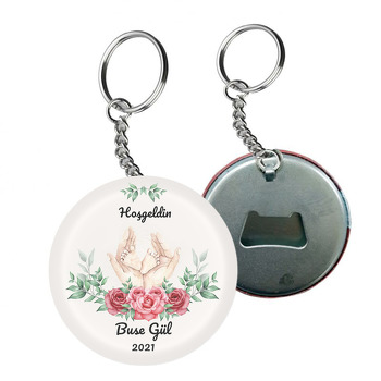 Bebek Ayakları ile Kırmızı Güller Temalı Arkası Açacak Anahtarlık