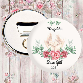 Bebek Ayakları ile Kırmızı Güller Temalı Magnet Açacak