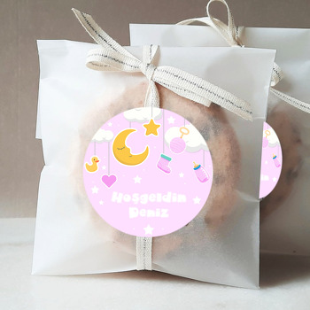 Bebek Koleksiyon Pembe Fon Temalı Hoşgeldin Bebek Sticker