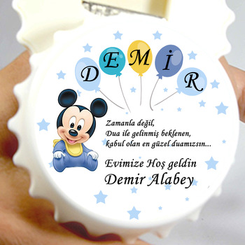 Bebek Mickey Mouse ile Beş Harfli Balon Temalı Kapak Şekilli Magnet Açacak
