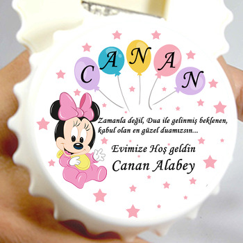 Bebek Minnie Mouse ile Beş Harfli Balon Temalı Kapak Şekilli Magnet Açacak
