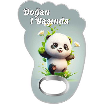 Bebek Panda Temalı Ayak İzi Magnet Açacak