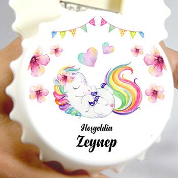 Bebek Unicorn Temalı Kapak Şekilli Magnet Açacak