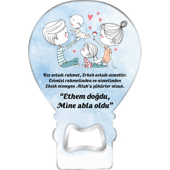 Bebekle Aile Oyunu Mavi Fon Temalı Balon Magnet Açacak
