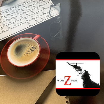 Beyaz Fonda World War Z Temalı Bardak Altlığı
