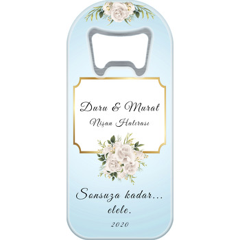 Beyaz Gül Buketi ve Mavi Fon Temalı Söz Nişan Nikah Uzun Açacak