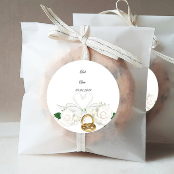 Beyaz Gül Ve Alyans Temalı Söz Nişan Nikah Sticker