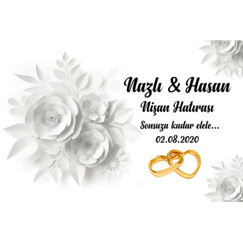 Beyaz Güller Temalı Söz Nişan Nikah Magneti