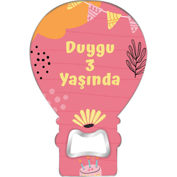 Beyaz Kalp Çerçeve ile Sarı Papatya Temalı Balon Ahşap Magnet 
