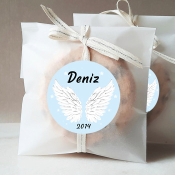 Beyaz Melek Kanadı Mavi Fon Temalı Sticker