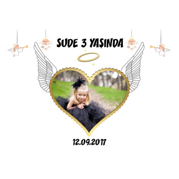 Beyaz Melek Temalı Doğum Günü Plastik Magnet