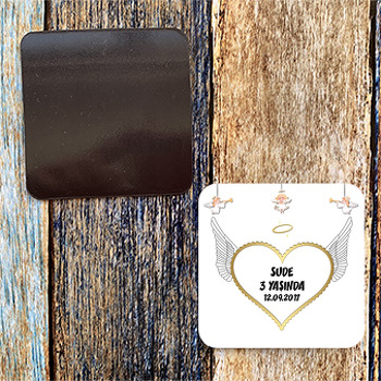 Beyaz Melek Temalı Kare Magnet