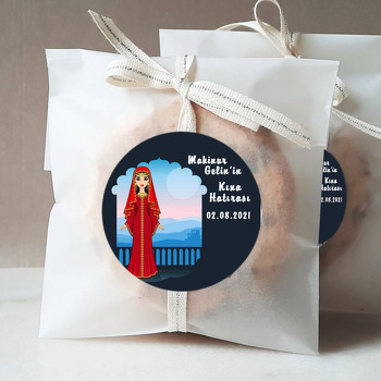Bindallı Gelin ile Manzara Fon Temalı Sticker