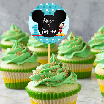 Bir Yaş Mickey Mouse Temalı Parti Kürdan Süs