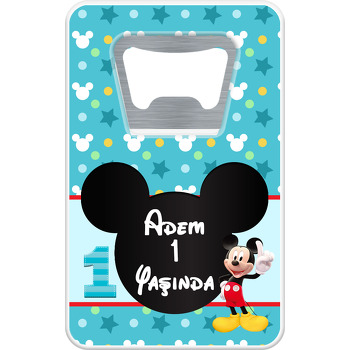 Bir Yaş Mickey MouseTemalı Dikdörtgen Magnet Açacak