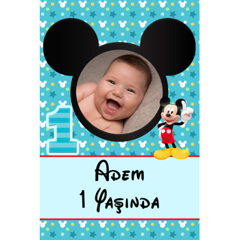 Bir Yaş Mickey MouseTemalı Doğum Günü Magnet