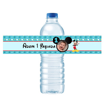 Bir Yaş Mickey MouseTemalı Su Şişesi Etiketi