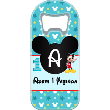 Bir Yaş Mickey Mouse Temalı Uzun Doğum Günü Magnet Açacak