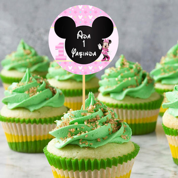 Bir Yaş Minnie Mouse Temalı Parti Kürdan Süs