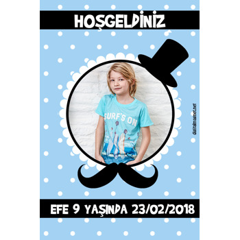 Bıyık Temalı Doğum Günü Afiş