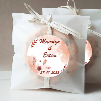 Bohem Çiçekler ile Yapraklar Turuncu Temalı Sticker
