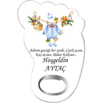 Boho Erkek Bebek Kıyafetleri Temalı Ayak İzi Magnet Açacak