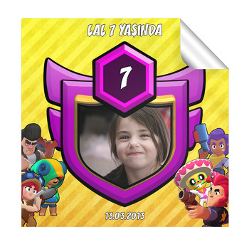 Brawl Stars Temalı Resimli Kare Etiket